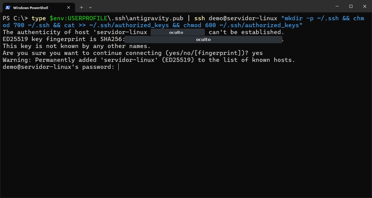 Confirme o servidor e digite a senha do Linux