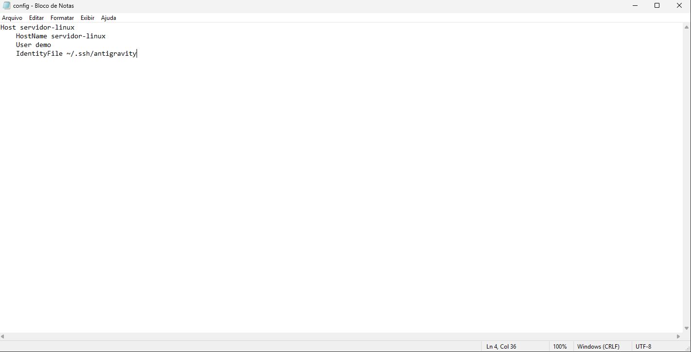 Escreva o arquivo config do SSH