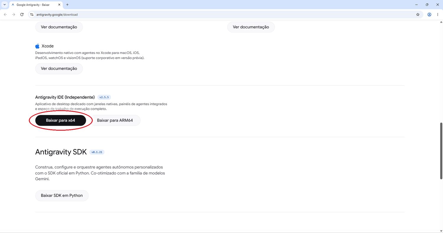 Baixe o Antigravity IDE (Independente)