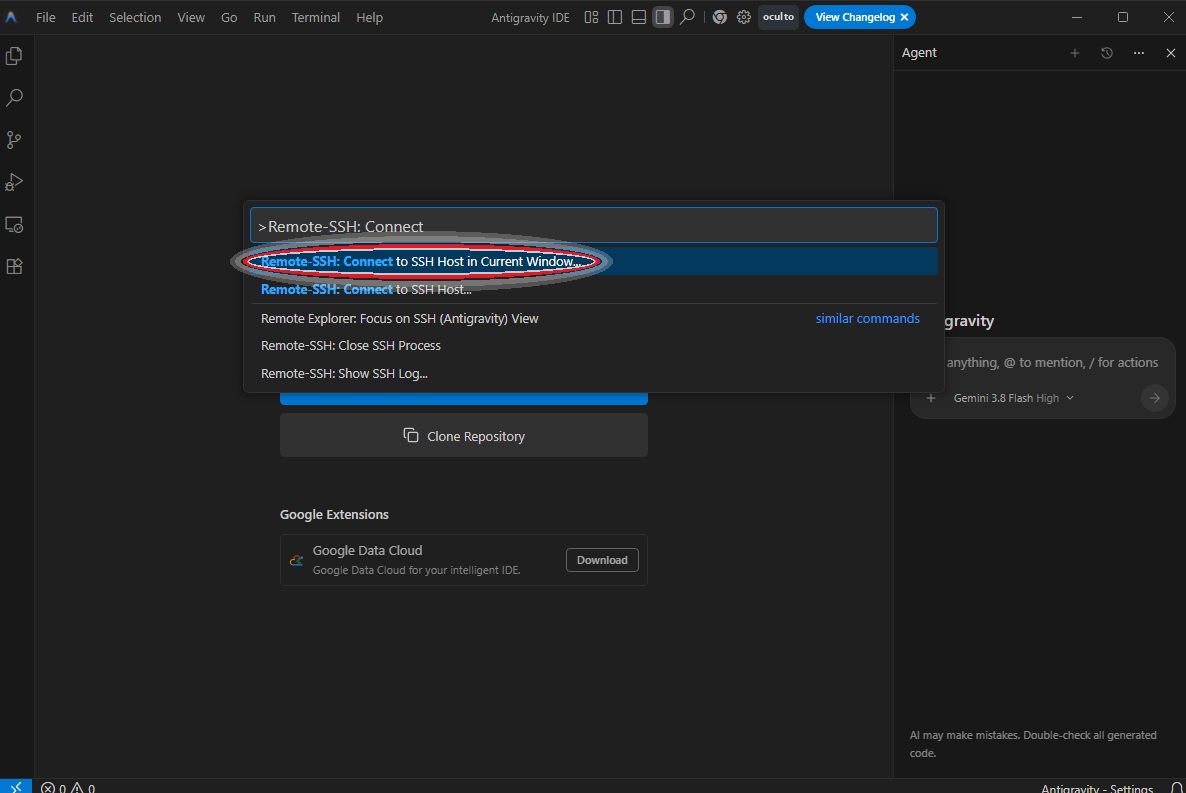 Remote-SSH: conecte na janela atual