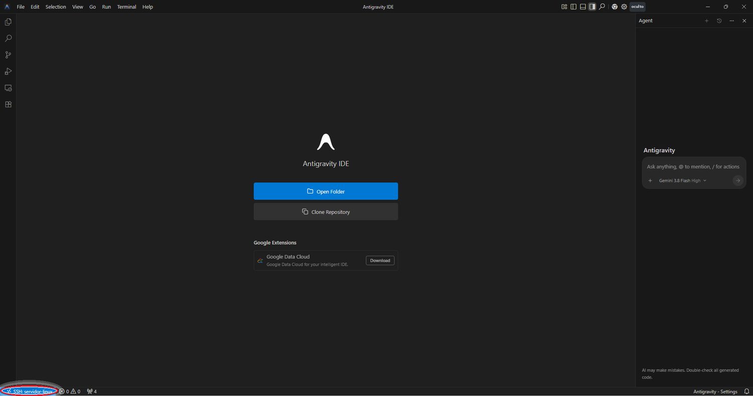 Conectado: “SSH: servidor-linux”