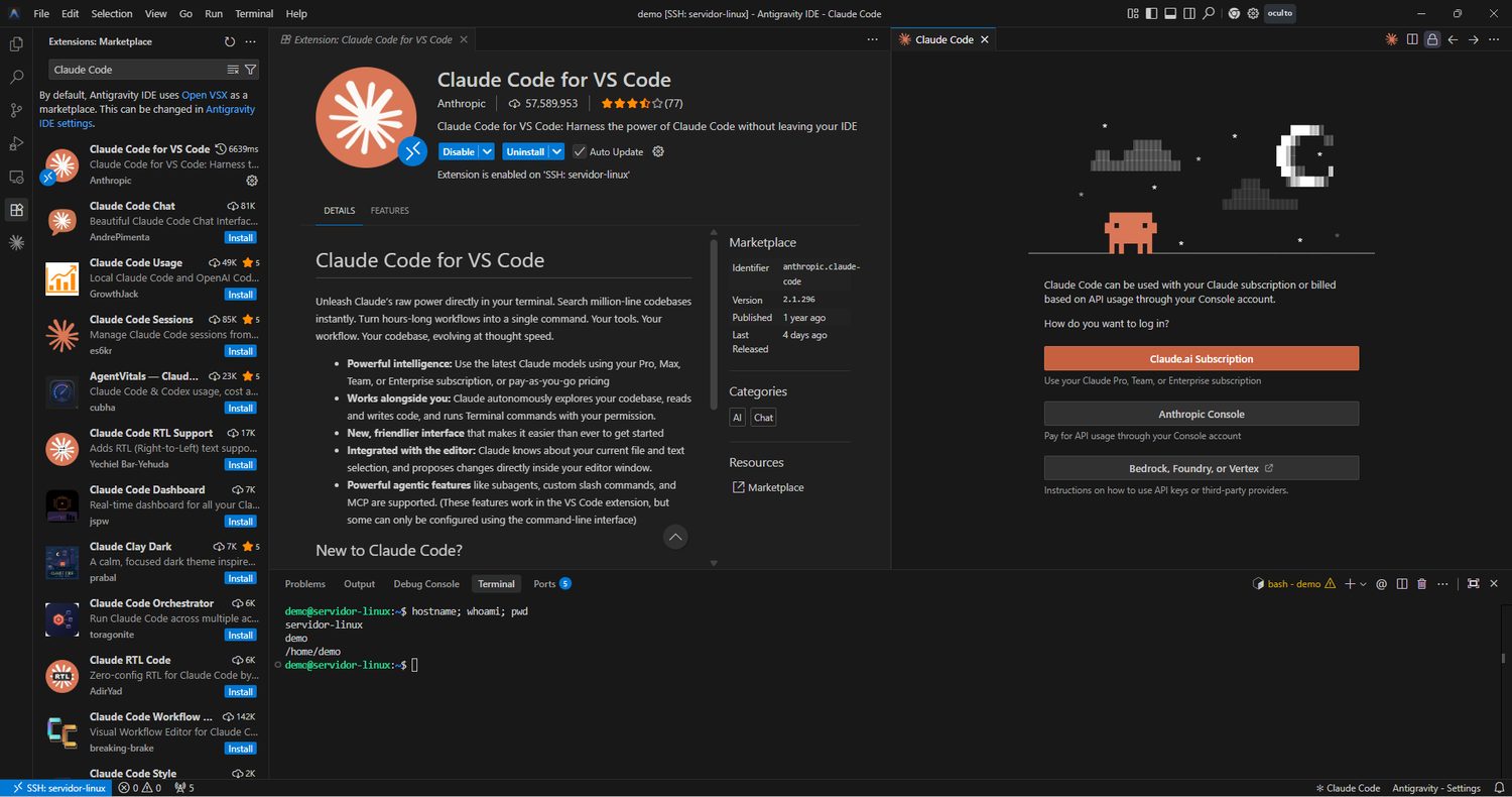 O painel pede login: faça pelo terminal