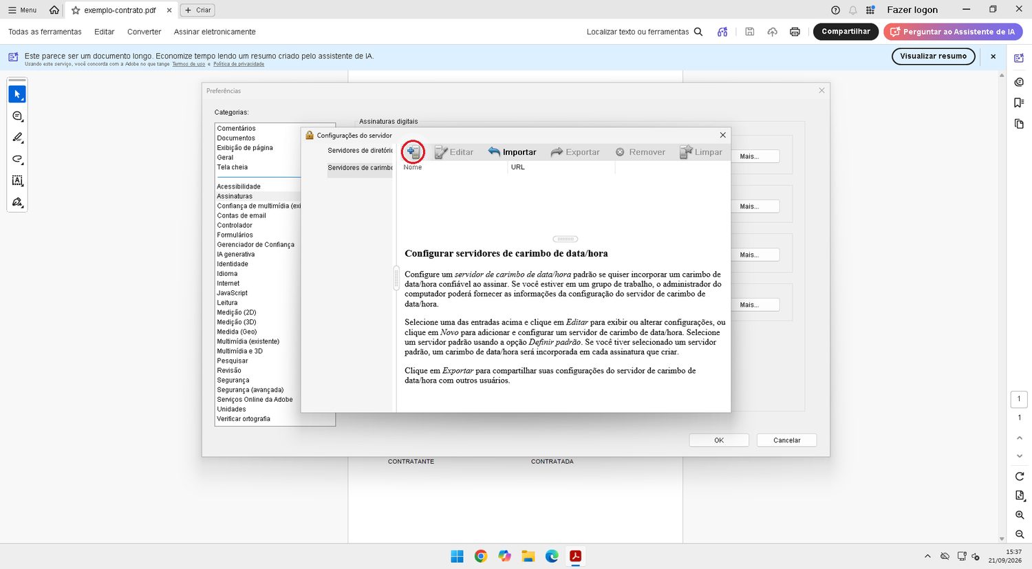 Adicione um novo servidor de carimbo
