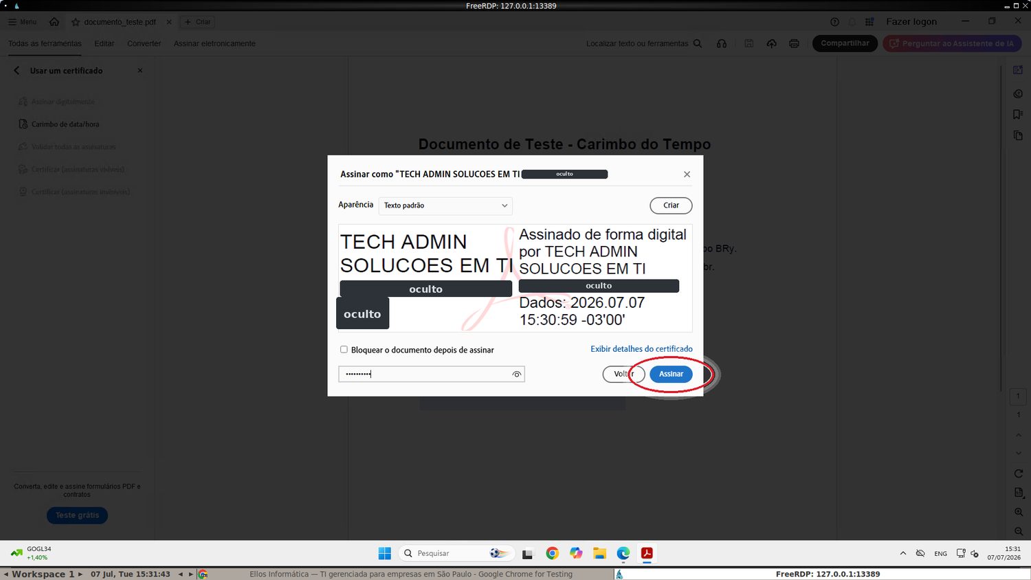 Confirme com a senha